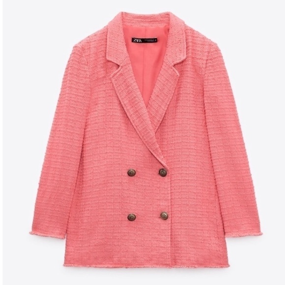 Zara Textured Double Breasted Blazer🩵 - Picture 1 of 4